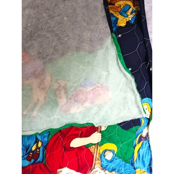 Incomplete Hand Made Quilted Holy Family Nativity Scene Christmas Tree Skirt 54" - Picture 4 of 4